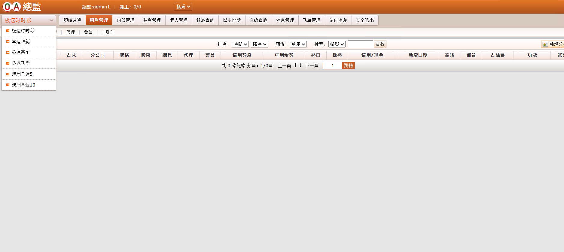 OA信用盘后台用户管理界面